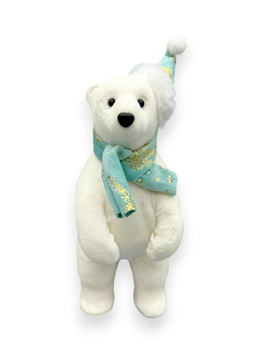 BEAR WITH SCARF & HAT 10"