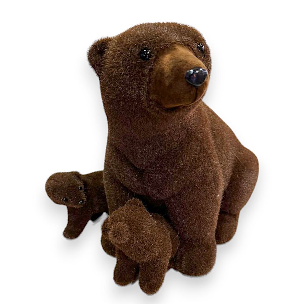 BROWN BEAR W BABY 14"