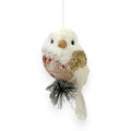 White & Gold Floral Hanging Bird Ornament