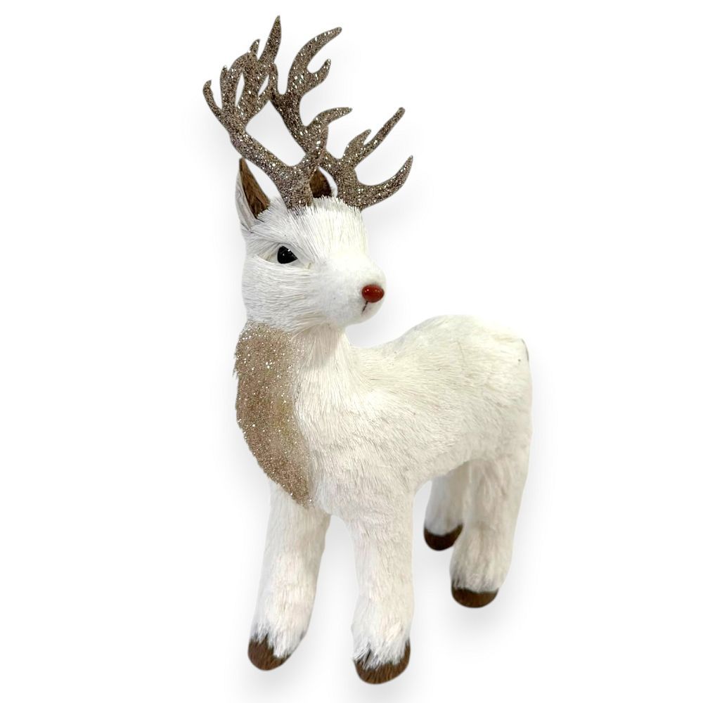 White & Champagne Gold Glitter Reindeer