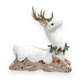 White & Champagne Gold Resting Floral Christmas Reindeer