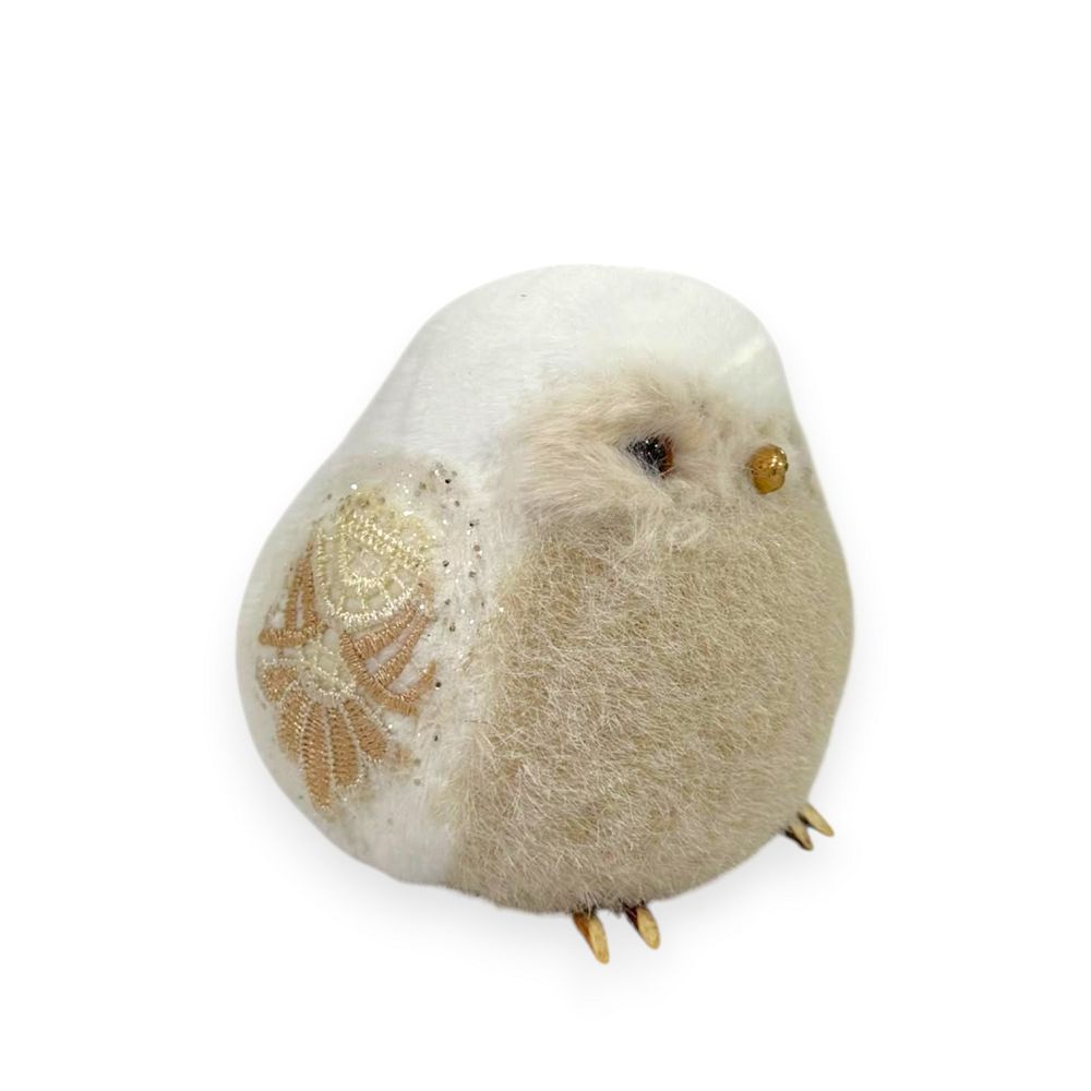White Floral Round Owl