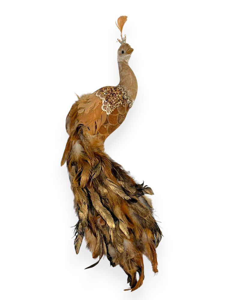 One-Sided Gold & Bronze Feathered Peacock