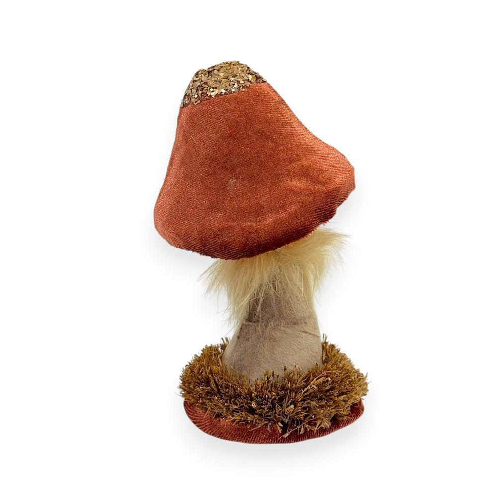 Enchanted Velvet Mushrooms with Glittered Tops 5"