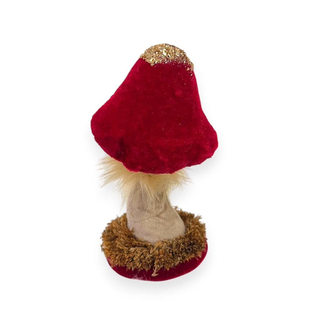 Enchanted Velvet Mushrooms with Glittered Tops 5"