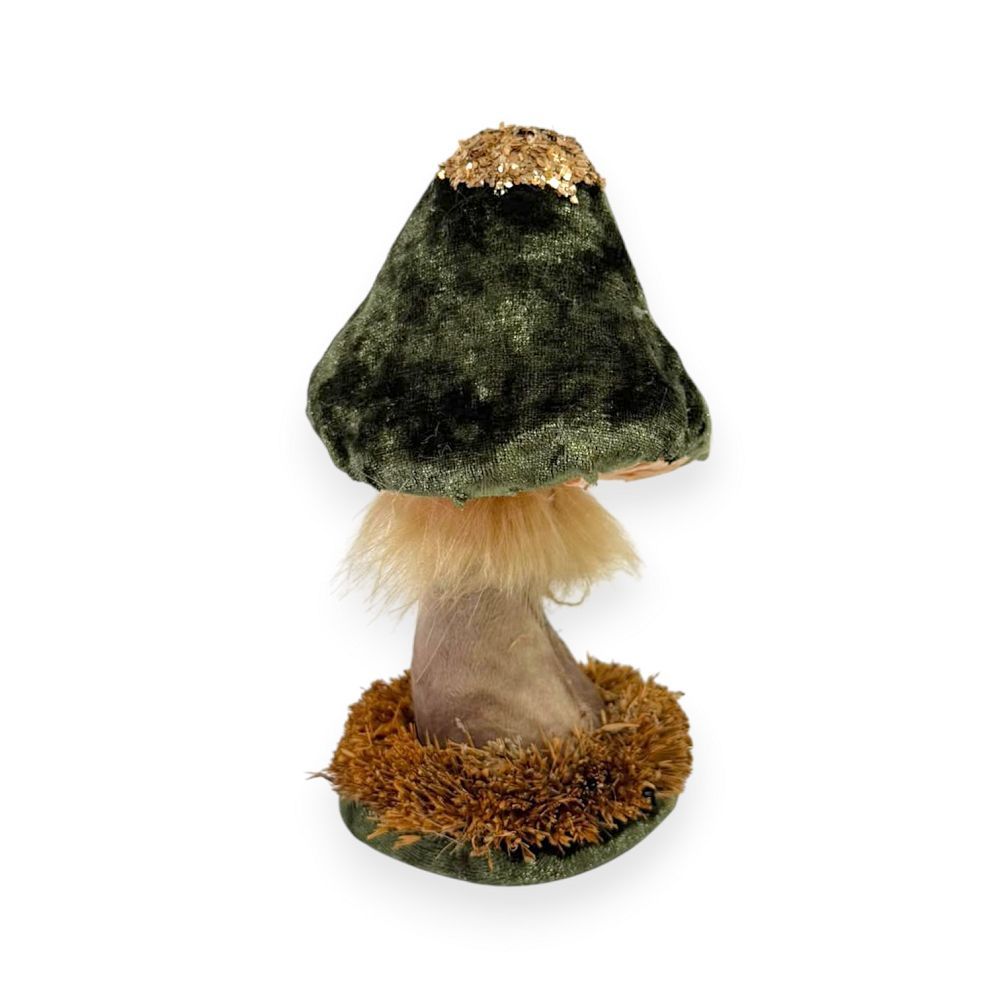 Enchanted Velvet Mushrooms with Glittered Tops 5"