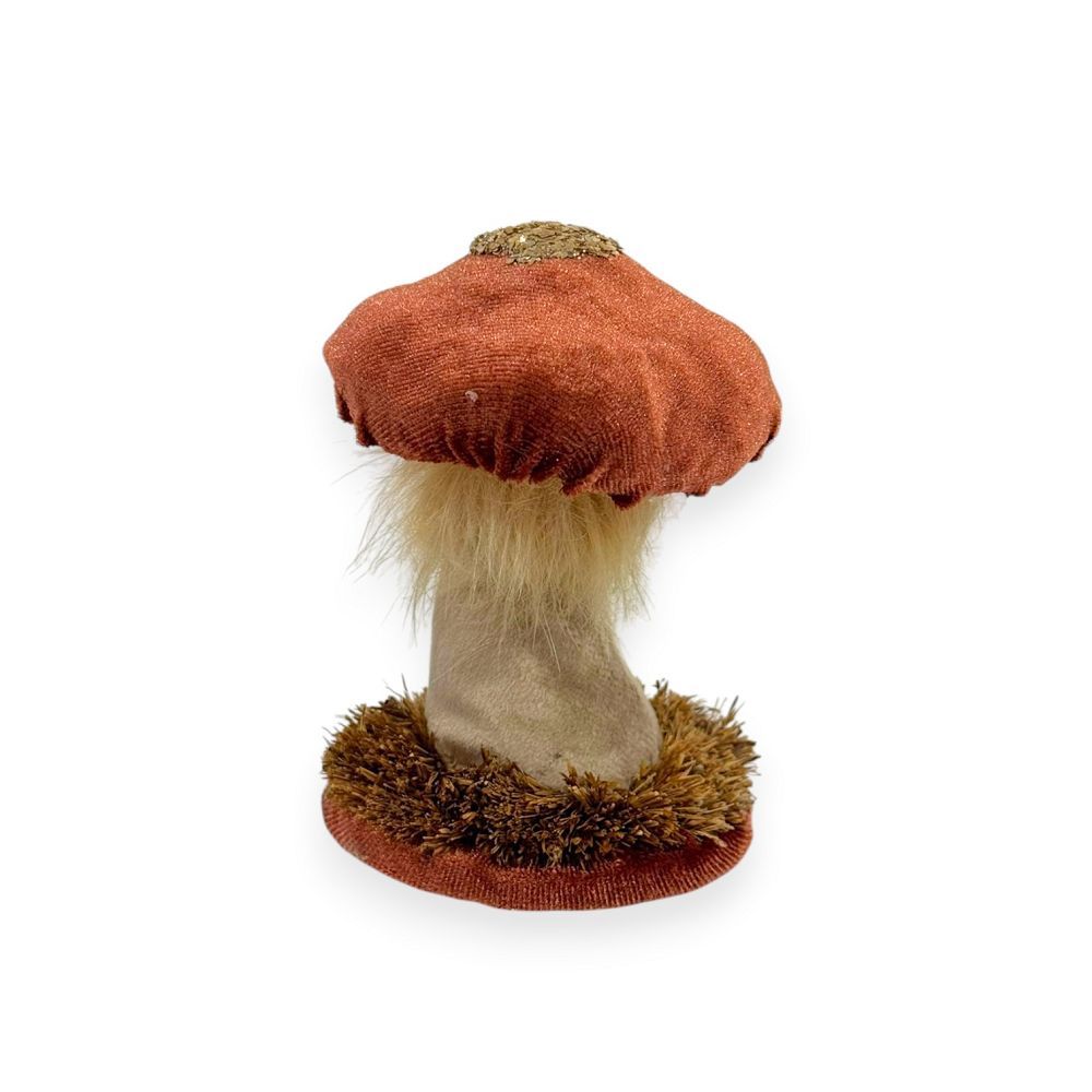 Petite Velvet Forest Mushroom with Gold Detail 4"