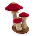 Trio of Velvet Woodland Mushrooms 8.5"