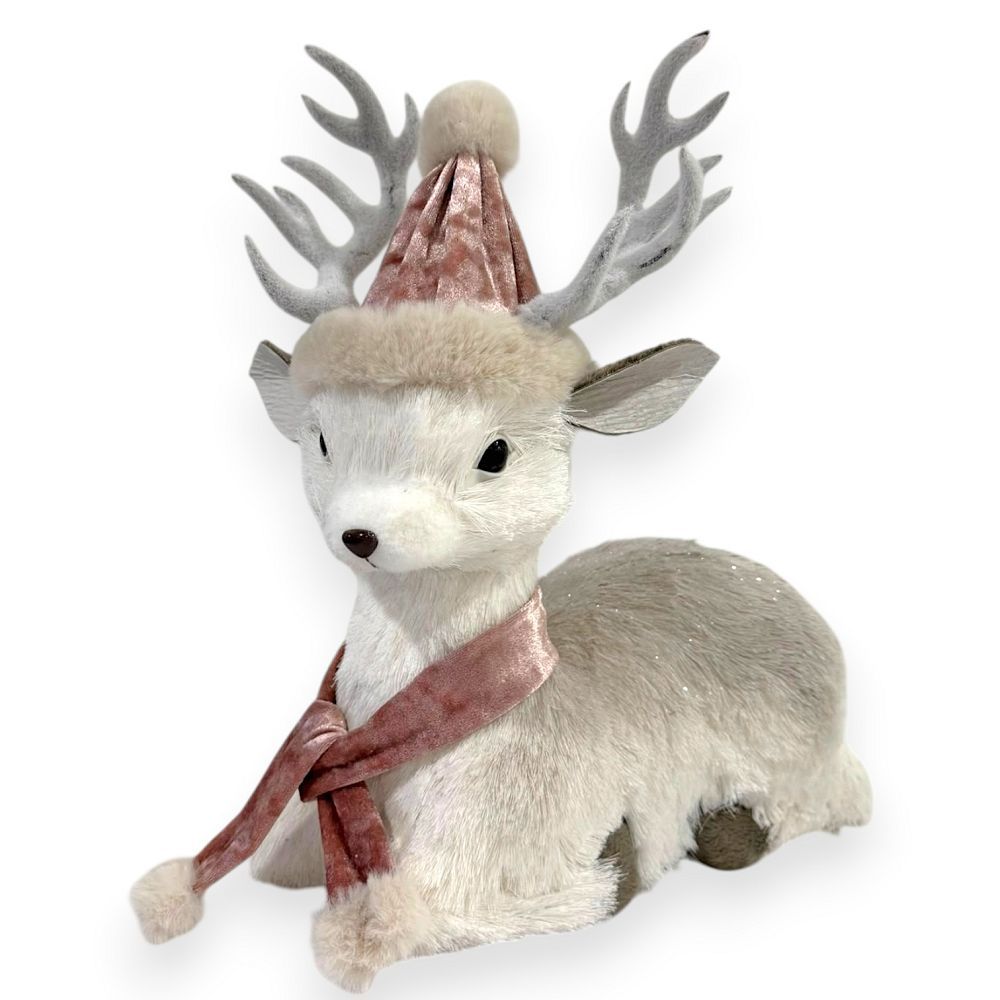 Reindeer with Velvet Hat & Scarf 12"