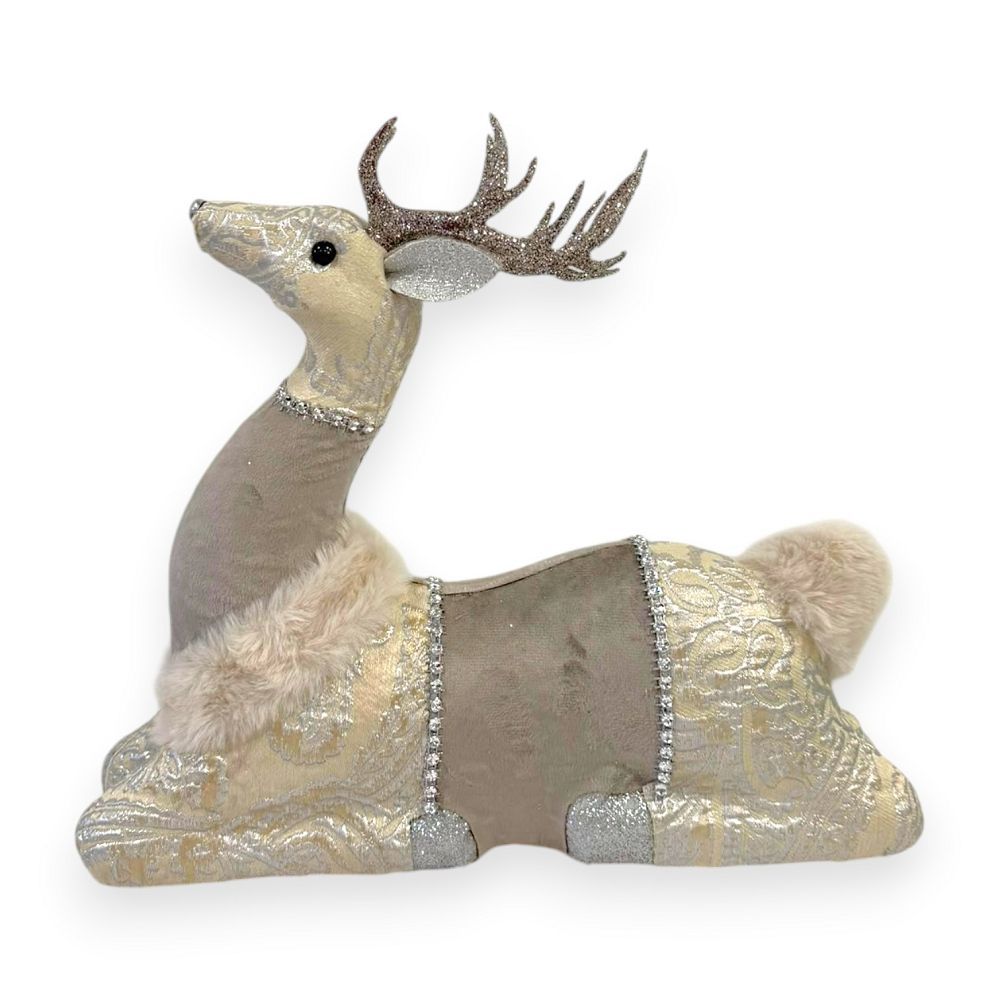 Lying Reindeer with Jeweled Details 13.5"
