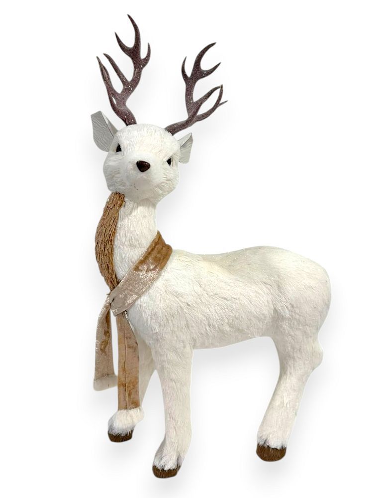 Winter White Reindeer with Scarf 20"