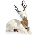 Resting White Reindeer with Scarf 20"