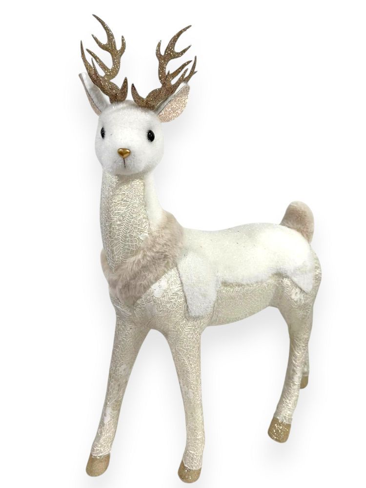 Standing Ivory & Gold Reindeer 24"