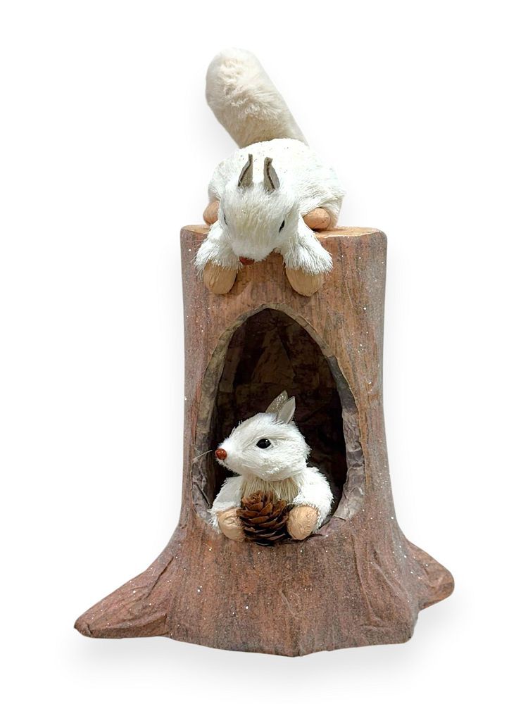 Woodland Squirrels in Tree Stump 14"