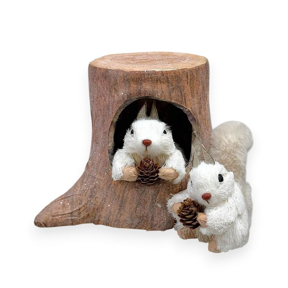 Woodland Squirrels in Tree Stump 9.5"