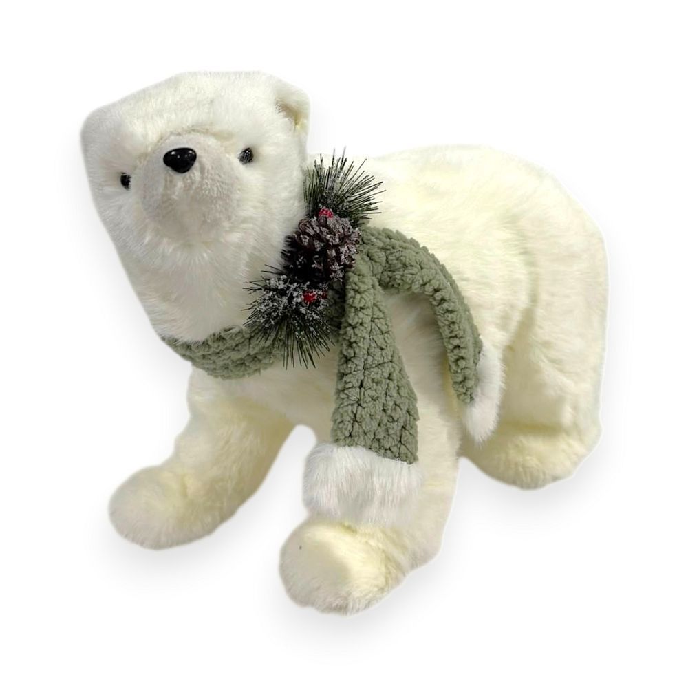 Polar Bear with Sage Scarf 20"
