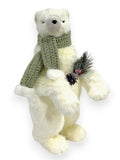 Standing Polar Bear with Sage Scarf 21"
