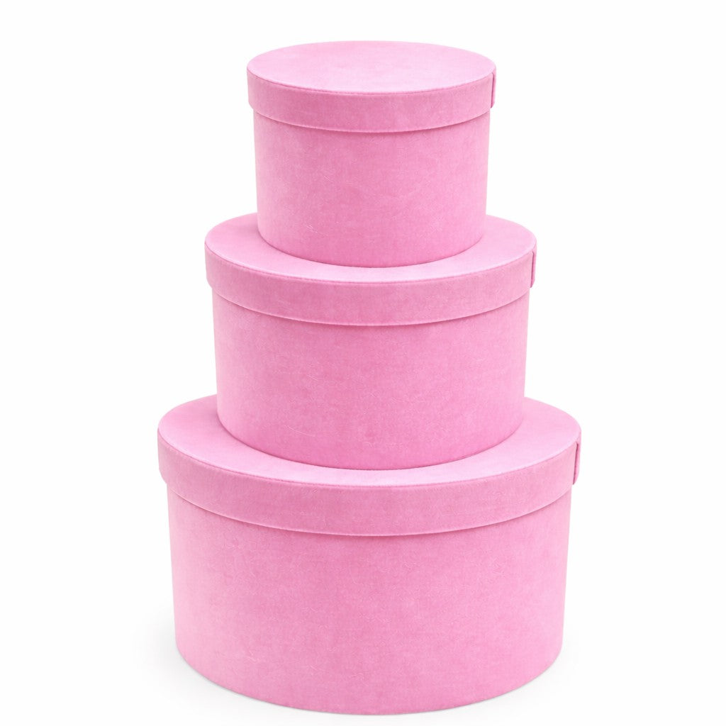 Velvet Round Boxes – Set of 3