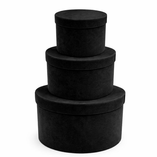 Velvet Round Boxes – Set of 3