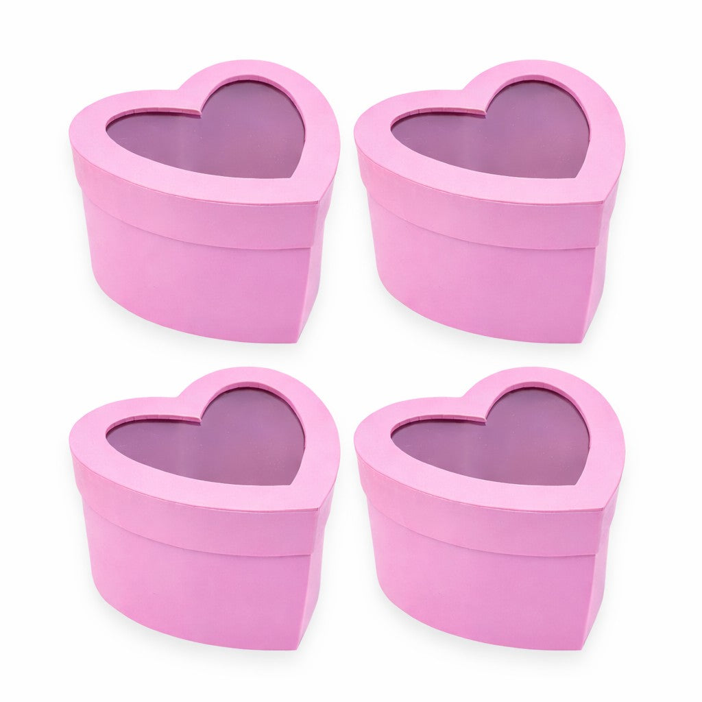Heart Gift Boxes with Clear Lid – Set of 4
