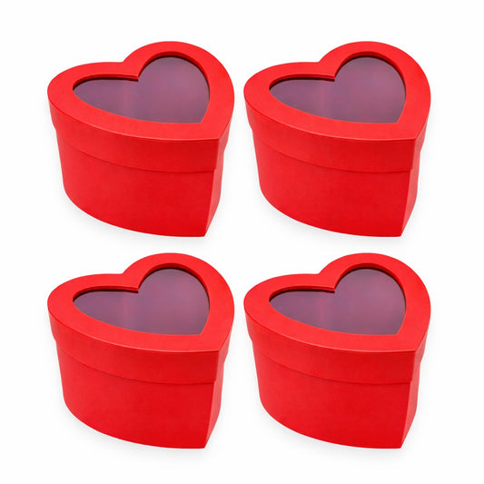 Heart Gift Boxes with Clear Lid – Set of 4