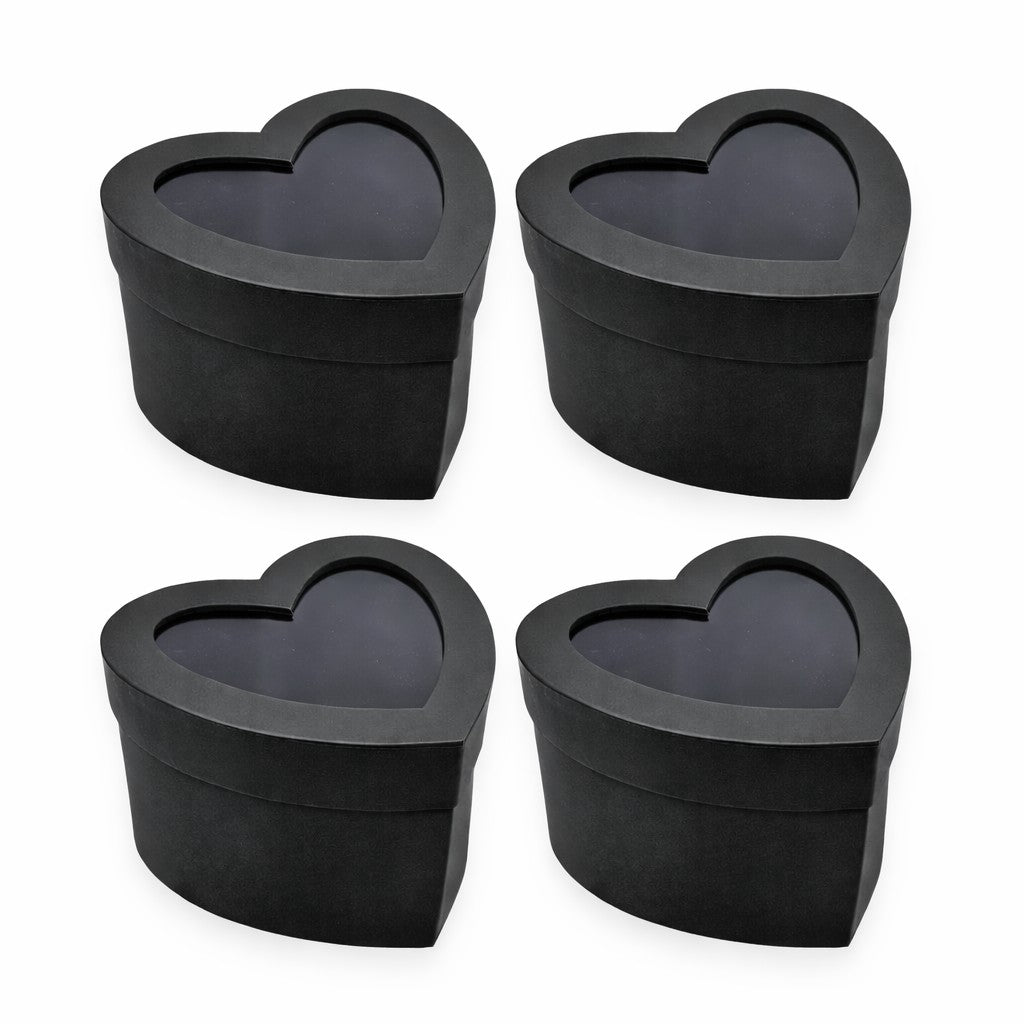 Heart Gift Boxes with Clear Lid – Set of 4