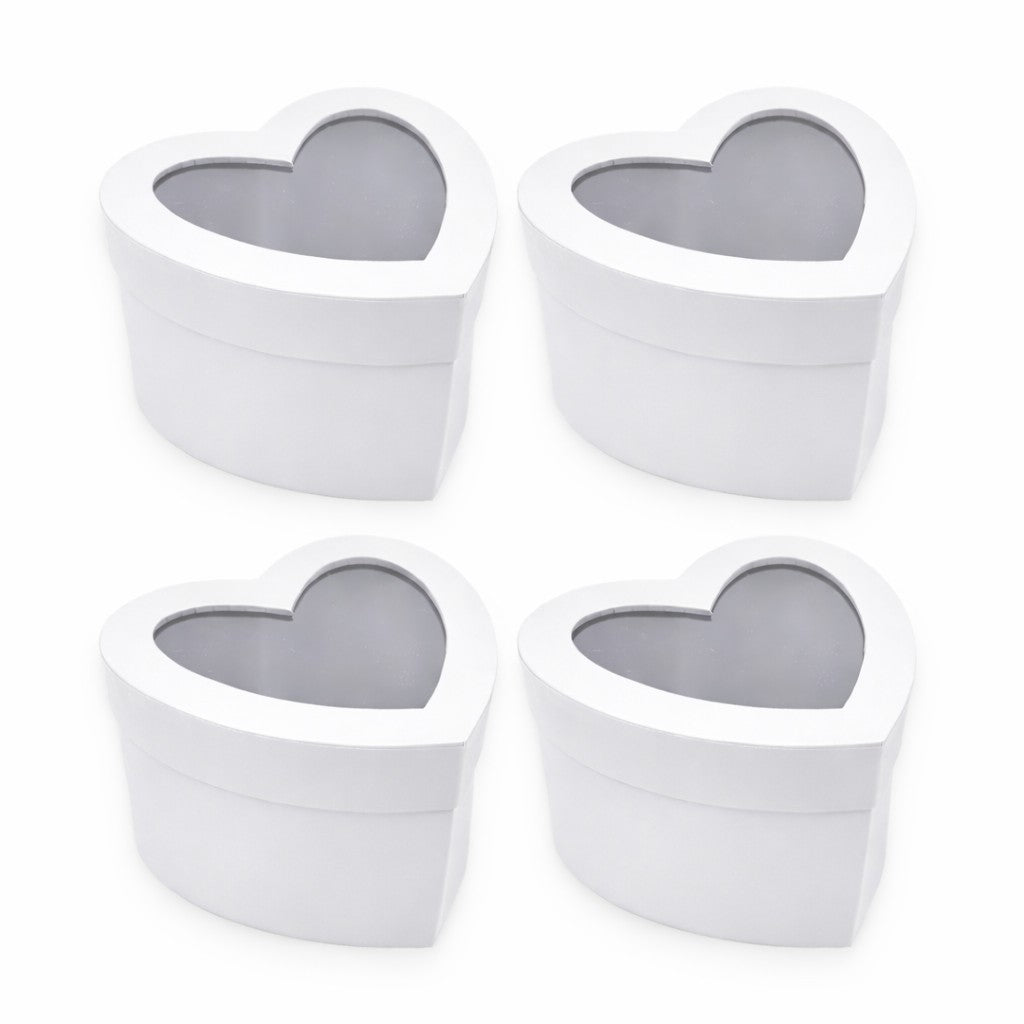 Heart Gift Boxes with Clear Lid – Set of 4
