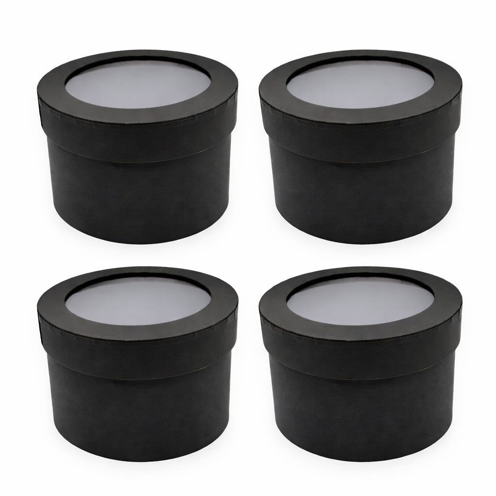 Round Gift Boxes with Clear Lid – Set of 4