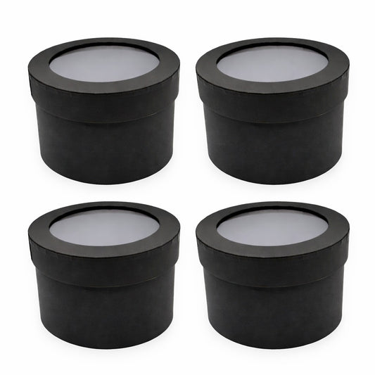 Round Gift Boxes with Clear Lid – Set of 4