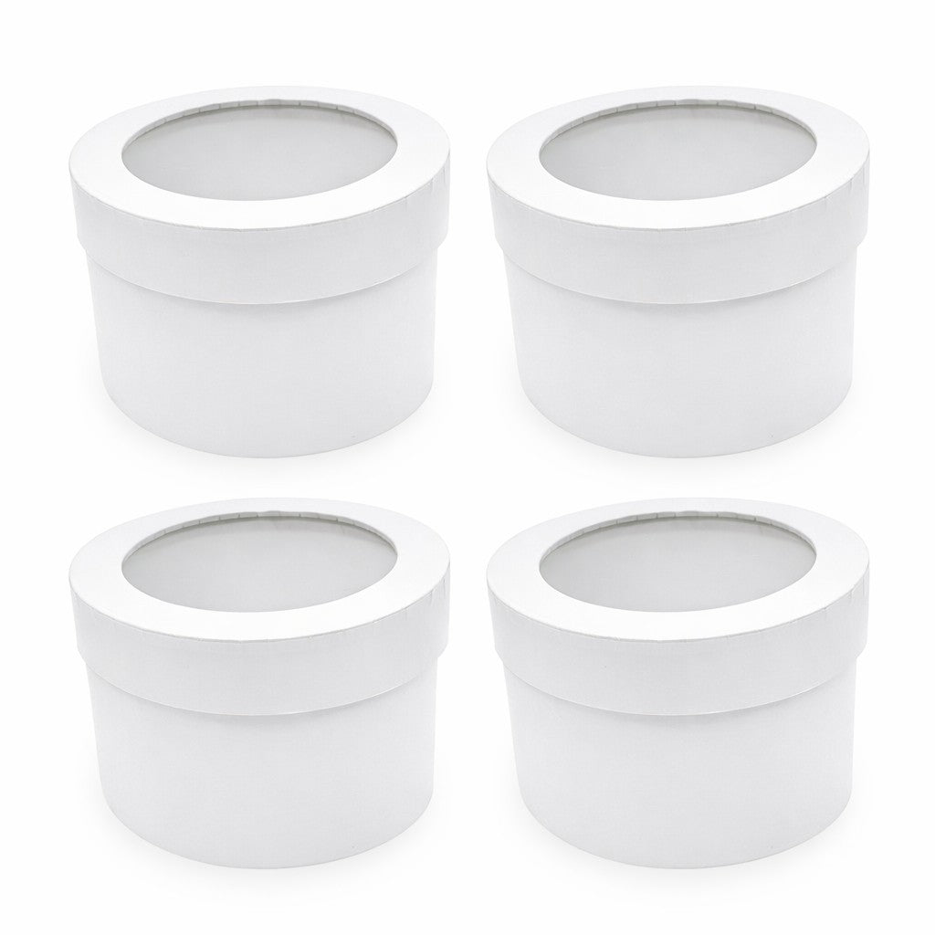 Round Gift Boxes with Clear Lid – Set of 4