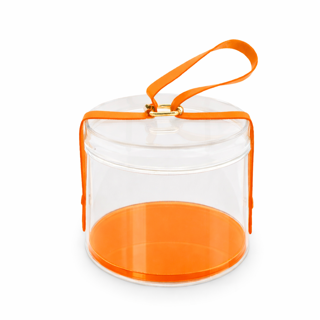 Clear Round Gift Box with Handle Strap
