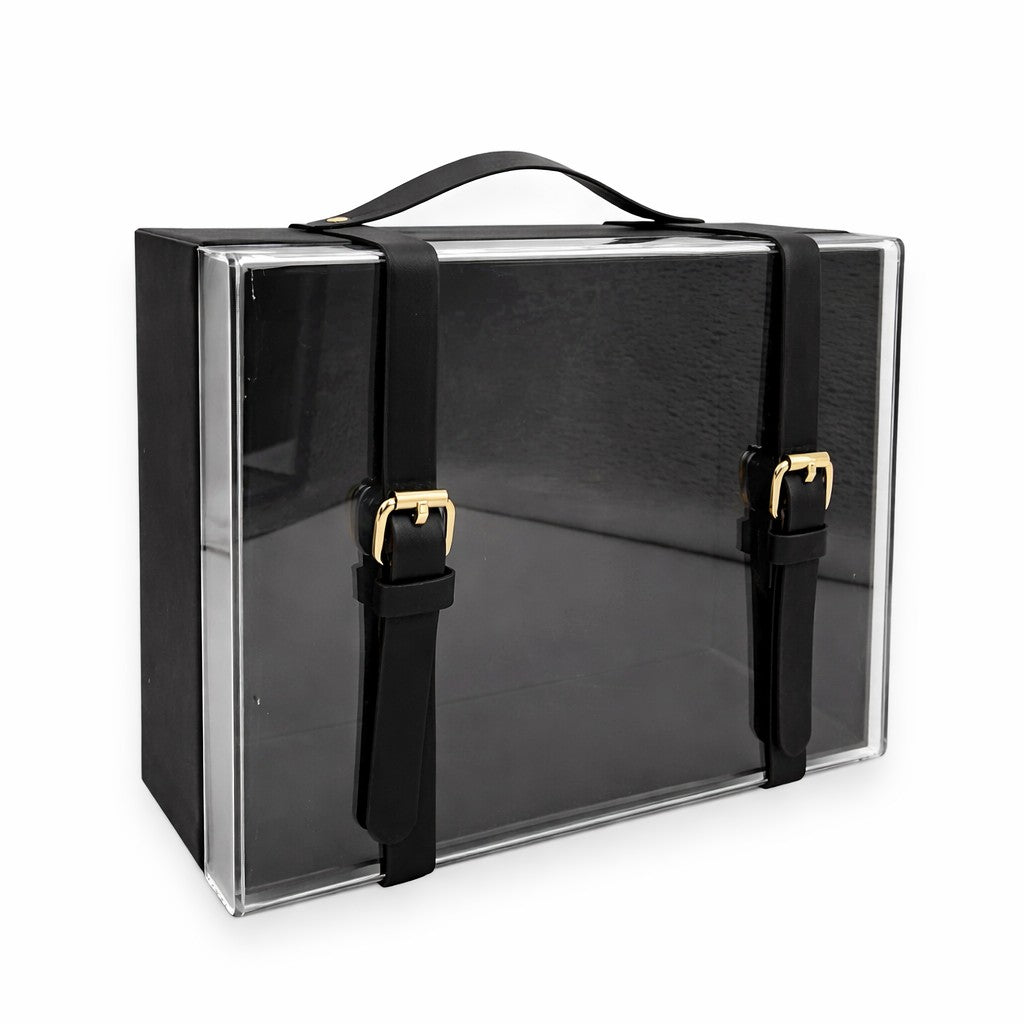 Luxury Clear Front Gift Box with Handle & Buckle Strap
