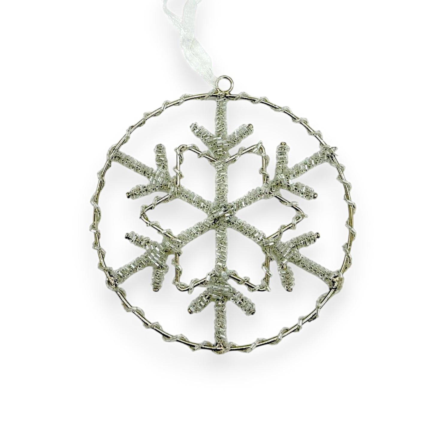 GLASS BEADED WREATH ORNAMENT 5"
