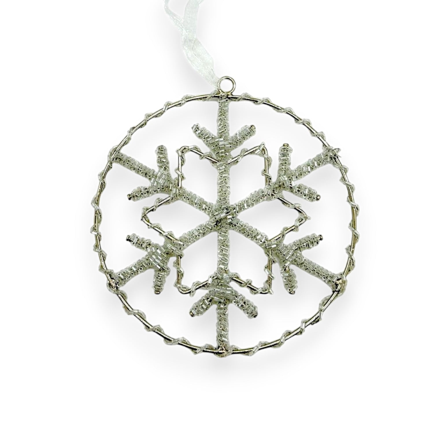 GLASS BEADED WREATH ORNAMENT 5"