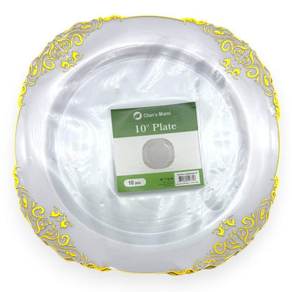 Gold Trim Decorative Plates 10pcs