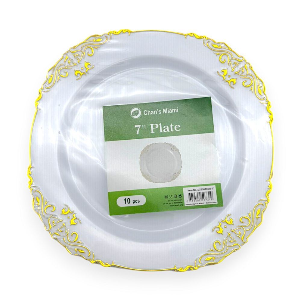 Gold Trim Decorative Plates 10pcs