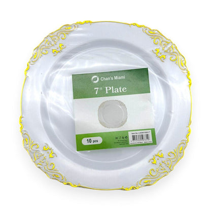 Gold Trim Decorative Plates 10pcs