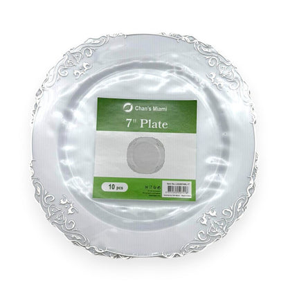Silver Trim Decorative Plates 10pcs
