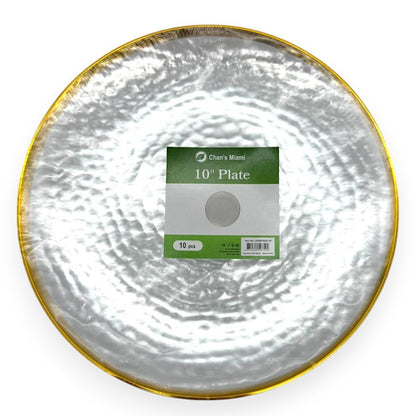 Gold Rim Hammered Plates 10pcs