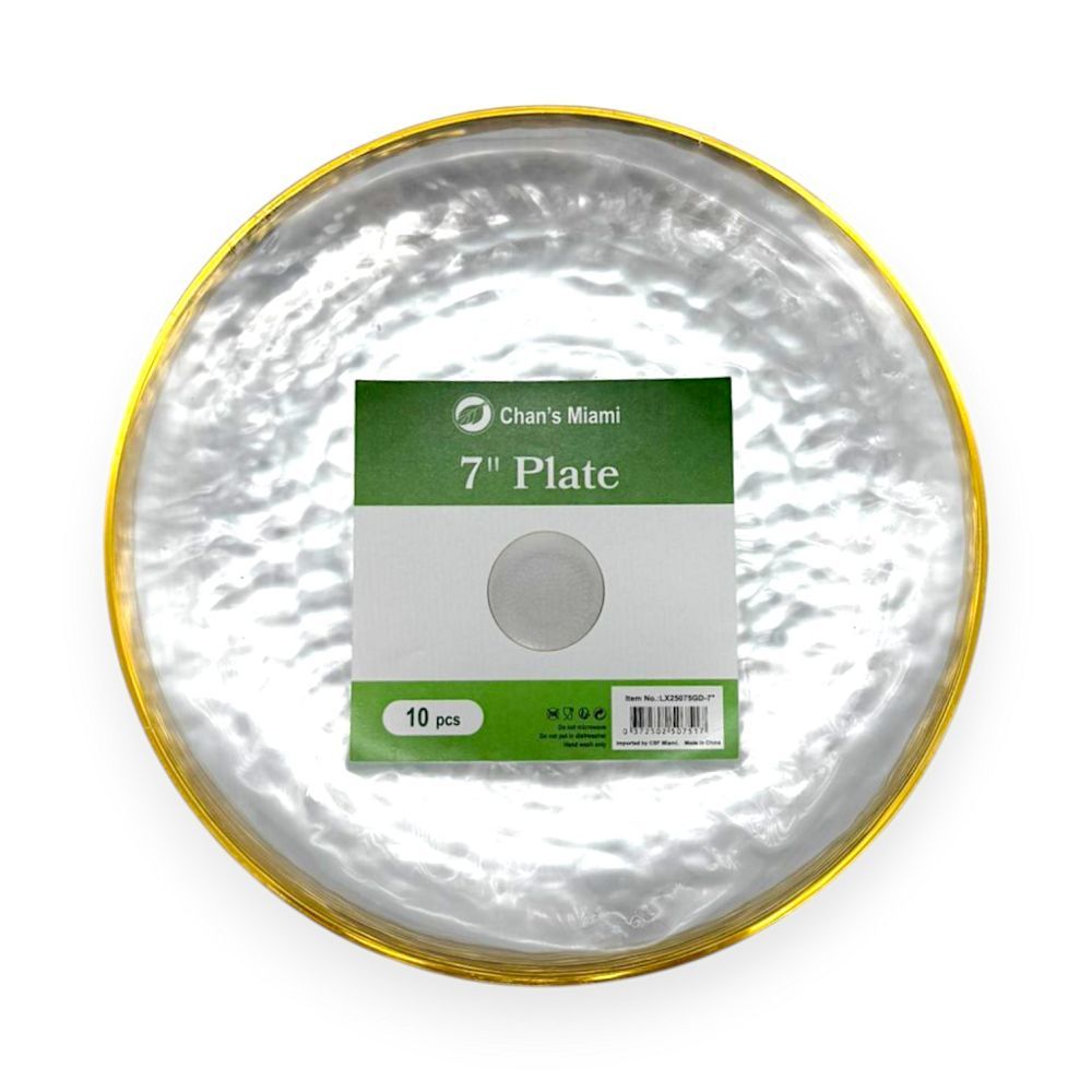 Gold Rim Hammered Plates 10pcs