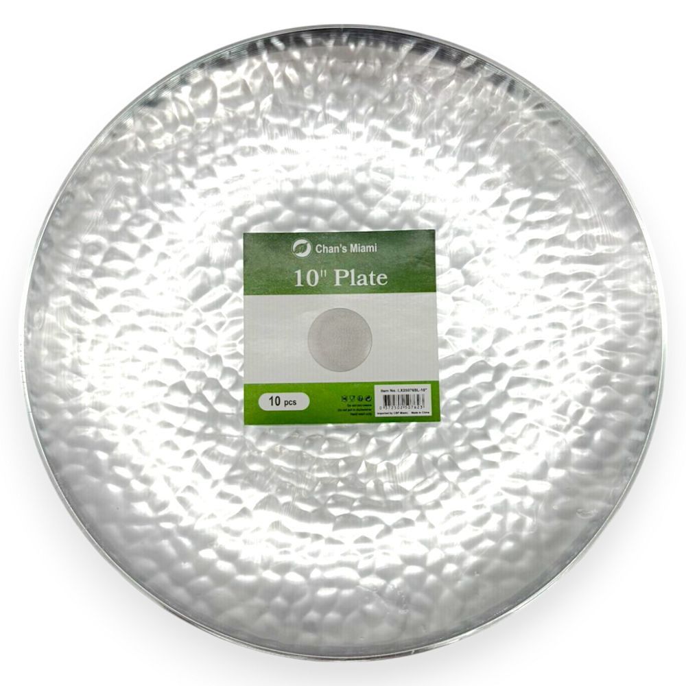 Silver Rim Hammered Plates 10pcs