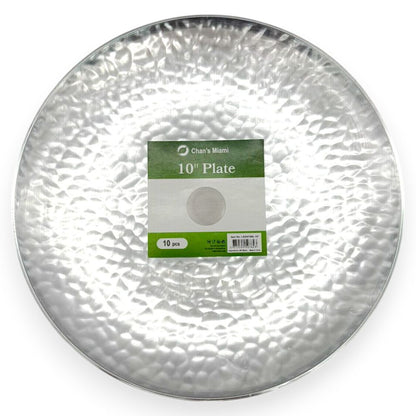 Silver Rim Hammered Plates 10pcs