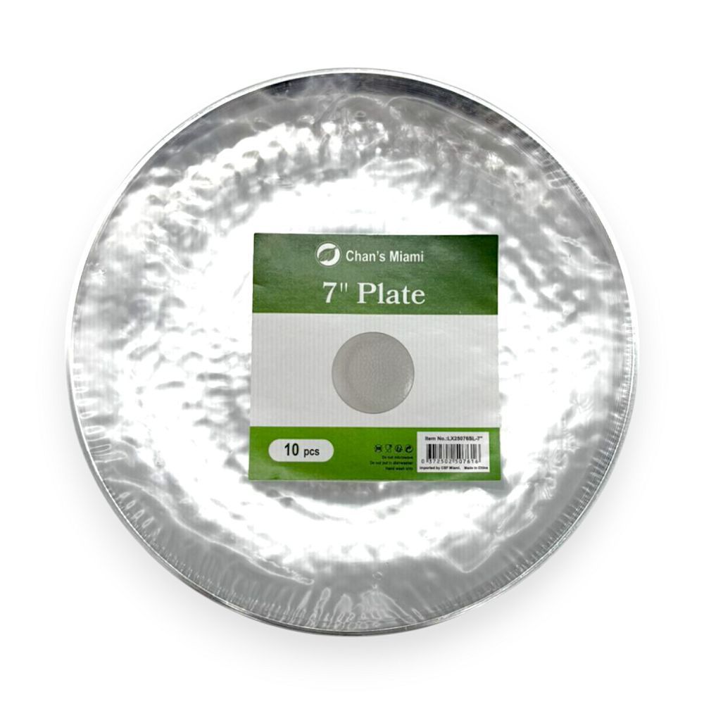 Silver Rim Hammered Plates 10pcs