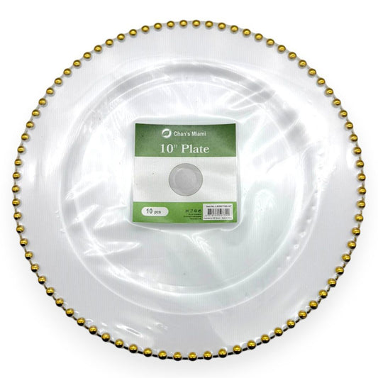 Gold Beaded Edge Plates 10pcs