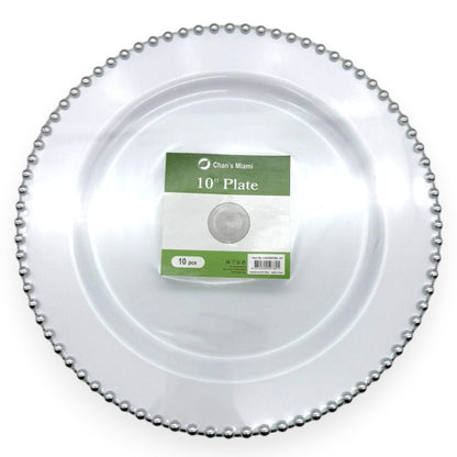 Silver Beaded Edge Plates 10pcs
