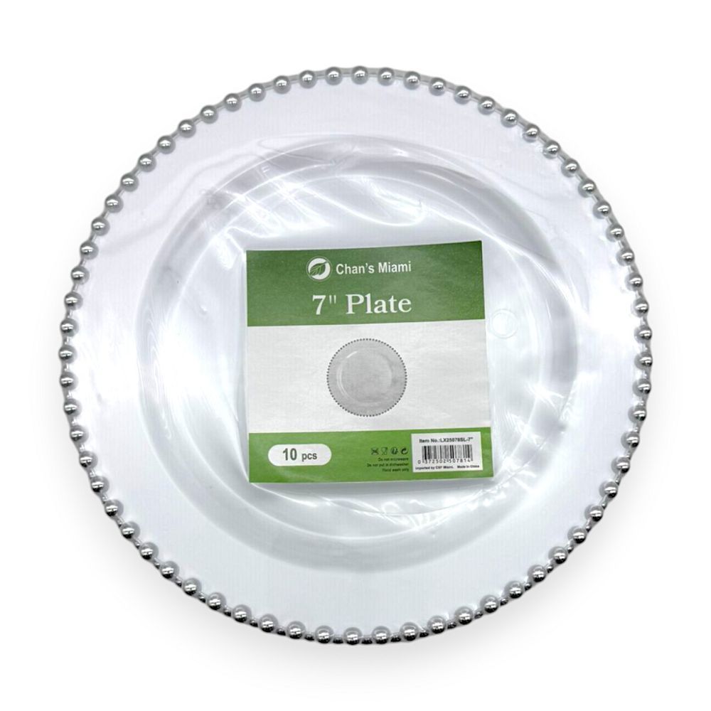 Silver Beaded Edge Plates 10pcs