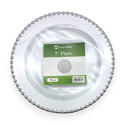 Silver Beaded Edge Plates 10pcs