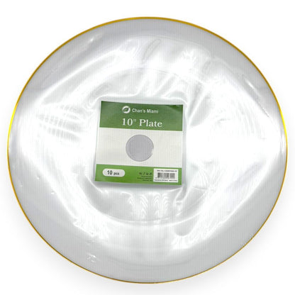 Gold Rim Clear Plates 10pcs