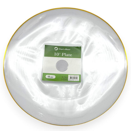 Gold Rim Clear Plates 10pcs