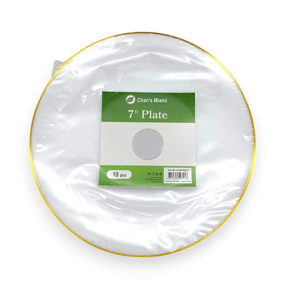 Gold Rim Clear Plates 10pcs